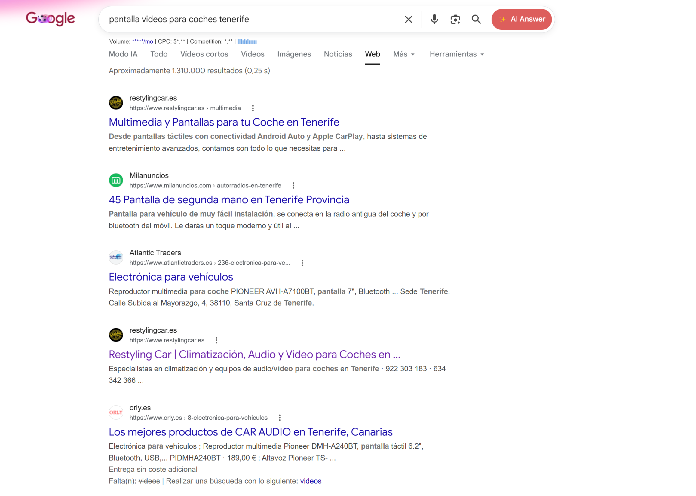 Resultados reales de posicionamiento SEO para web de dentista — disenowebpro.com