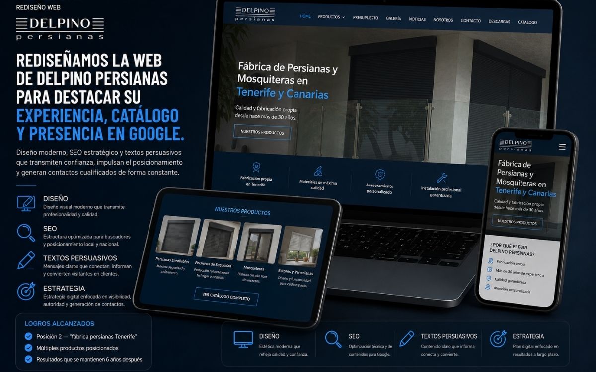 Diseño web Persianas Del Pino — Tenerife
