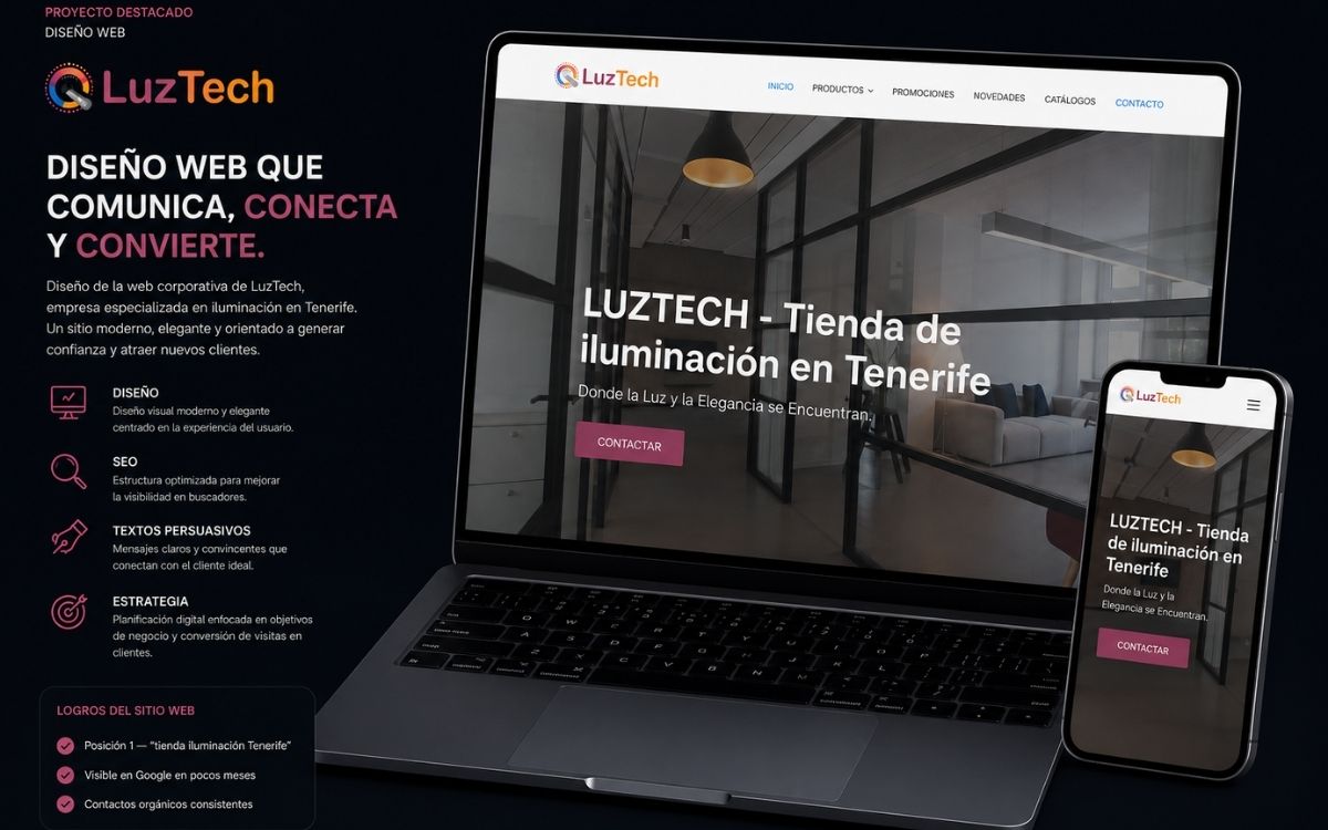 Diseño web Luztech — tienda iluminación LED Tenerife