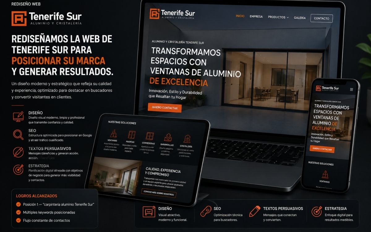 Diseño web AC Tenerife Sur — carpintería aluminio